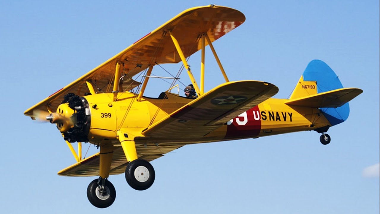 Boeing Stearman Biplane - Airshow Display Flight - AFW2014 - Takeoff, Aerobatics & Landing