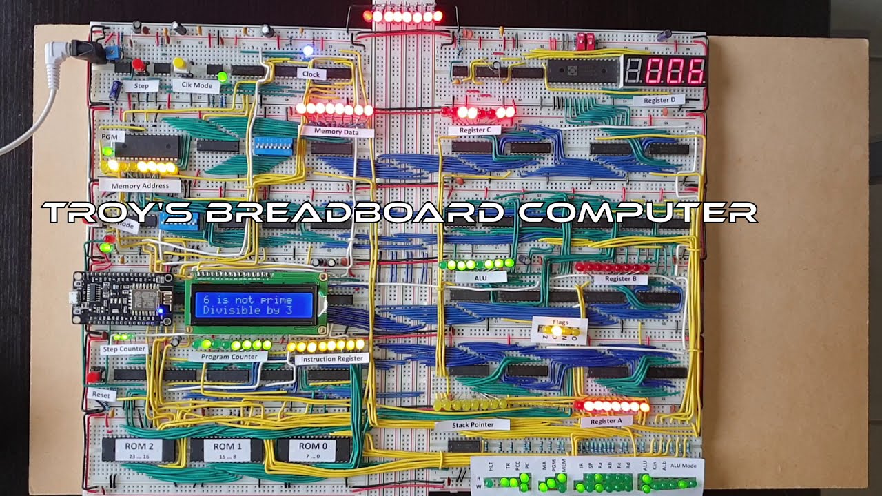 My 8-bit breadboard computer, assembler, emulator and esp8266 program loader. An overview.