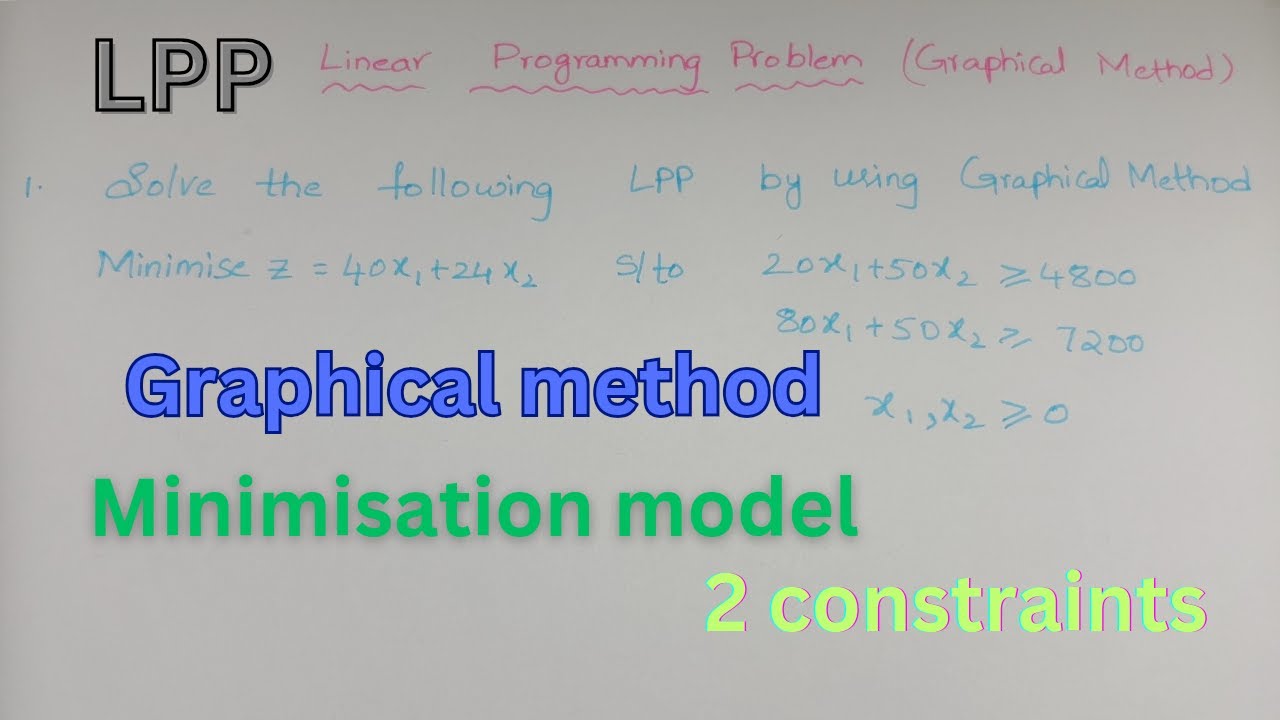 LPP || Graphical Method || Minimisation Model || 2 Constraints