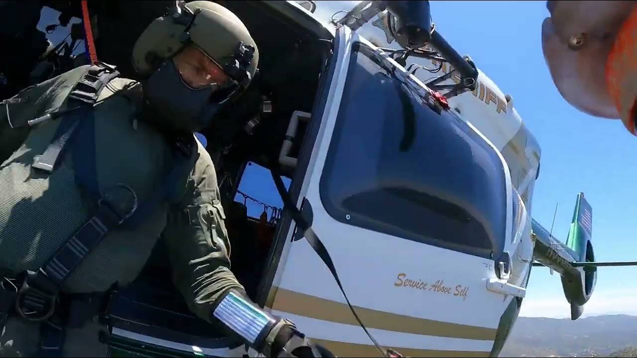 Medical aid hoist rescue, the Ortega mountains Riverside County California. ￼