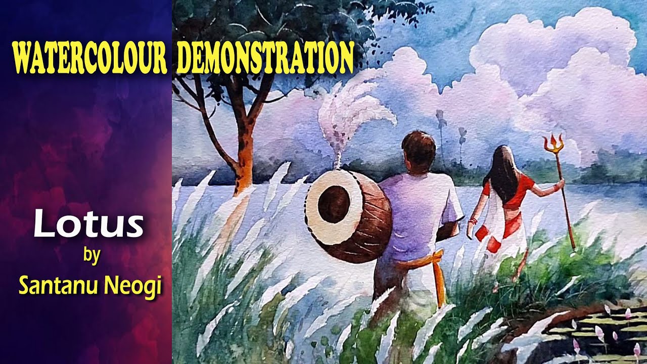 Watercolor Painting Tutorial |  Maa Durga | Durga Puja | Watercolor by Santanu Neogi