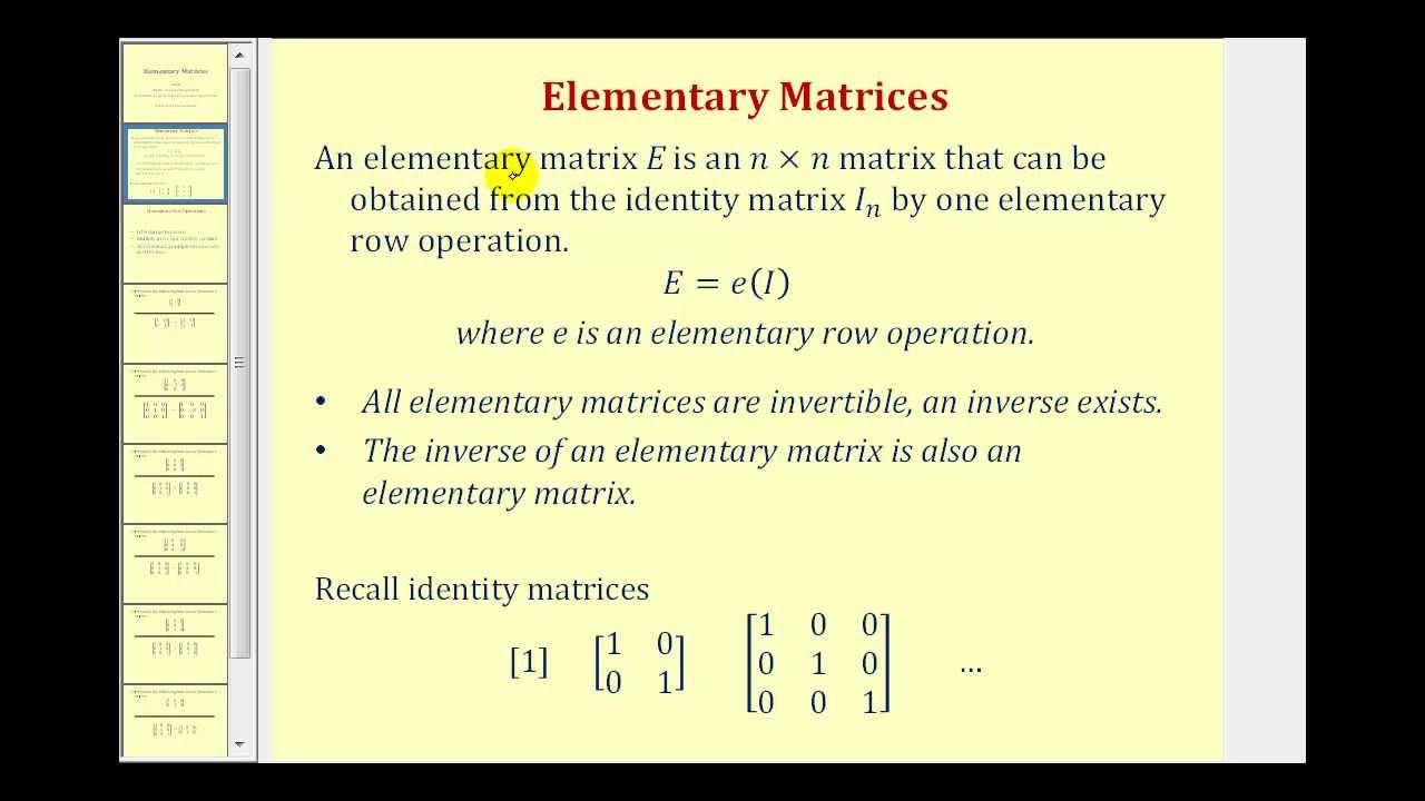 Elementary Matrices