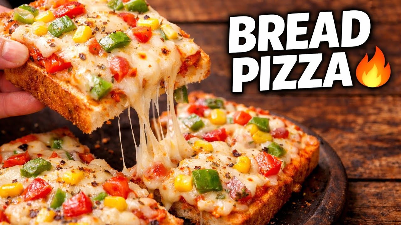 Crispy & Cheesy Bread Pizza | Easy Homemade Recipe 🍕”