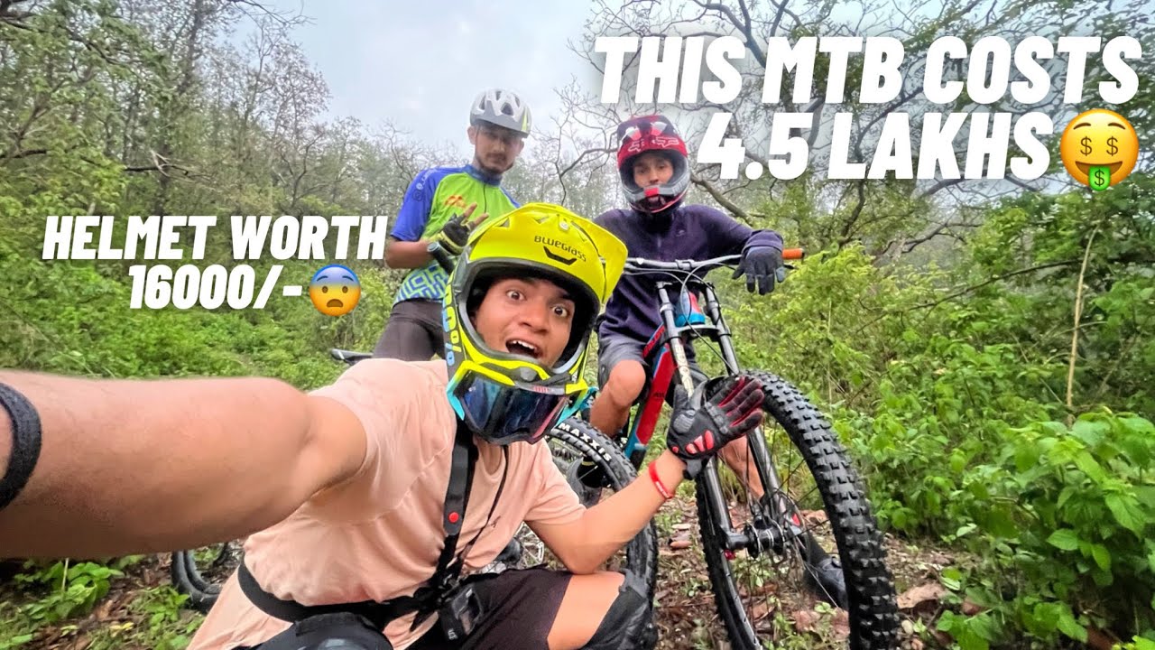 4.5 lakh ki downhill MTB cycle me Trail ride😨| Helmet worth rupees 16000/-| MTB Vlog