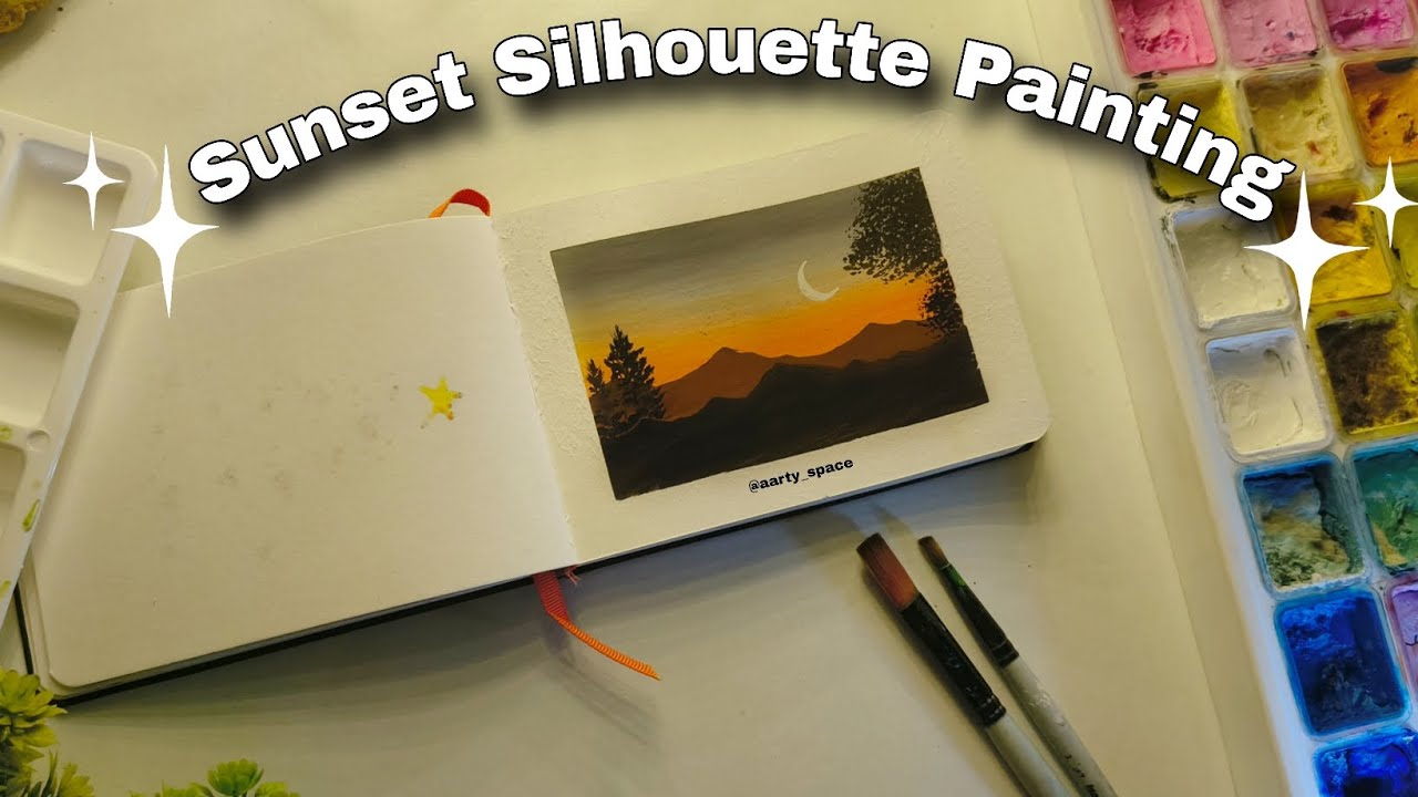Dreamy Sunset Painting with Himi Gouache 🌿 🎨 | Art for beginners 🌇