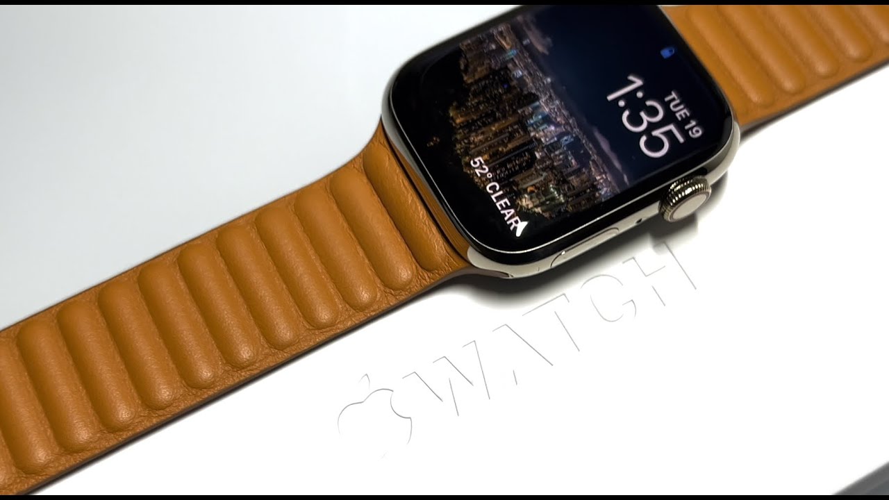 Apple Watch Series 7 Golden Brown Leather Link