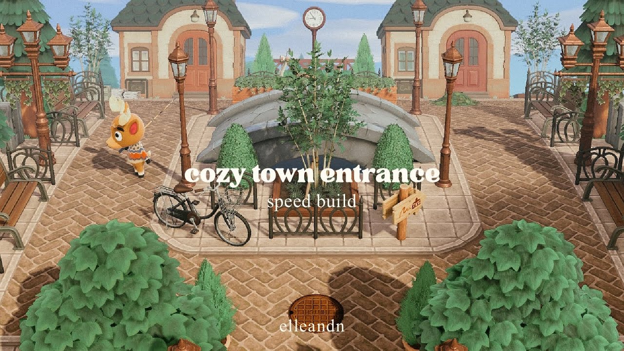 cozy town entrance🌳animal crossing new horizons speed build