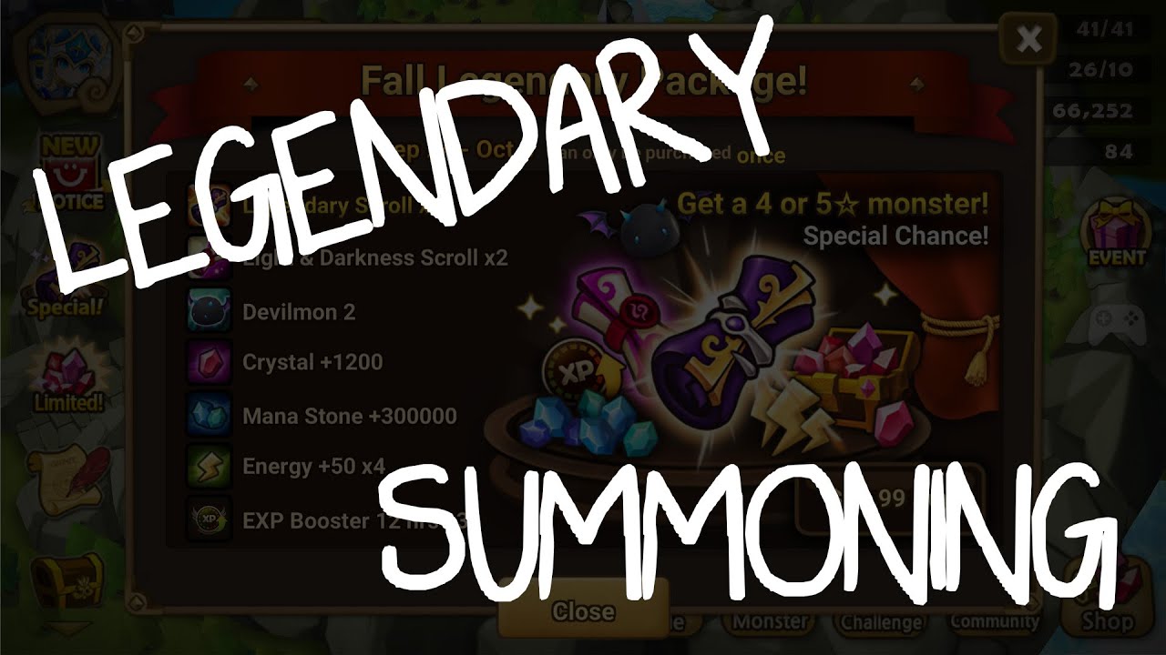 Summoners War: 17 Mystical Scrolls +  2 Light Dark Scrolls + 1 Legendary Scroll Epic Summons