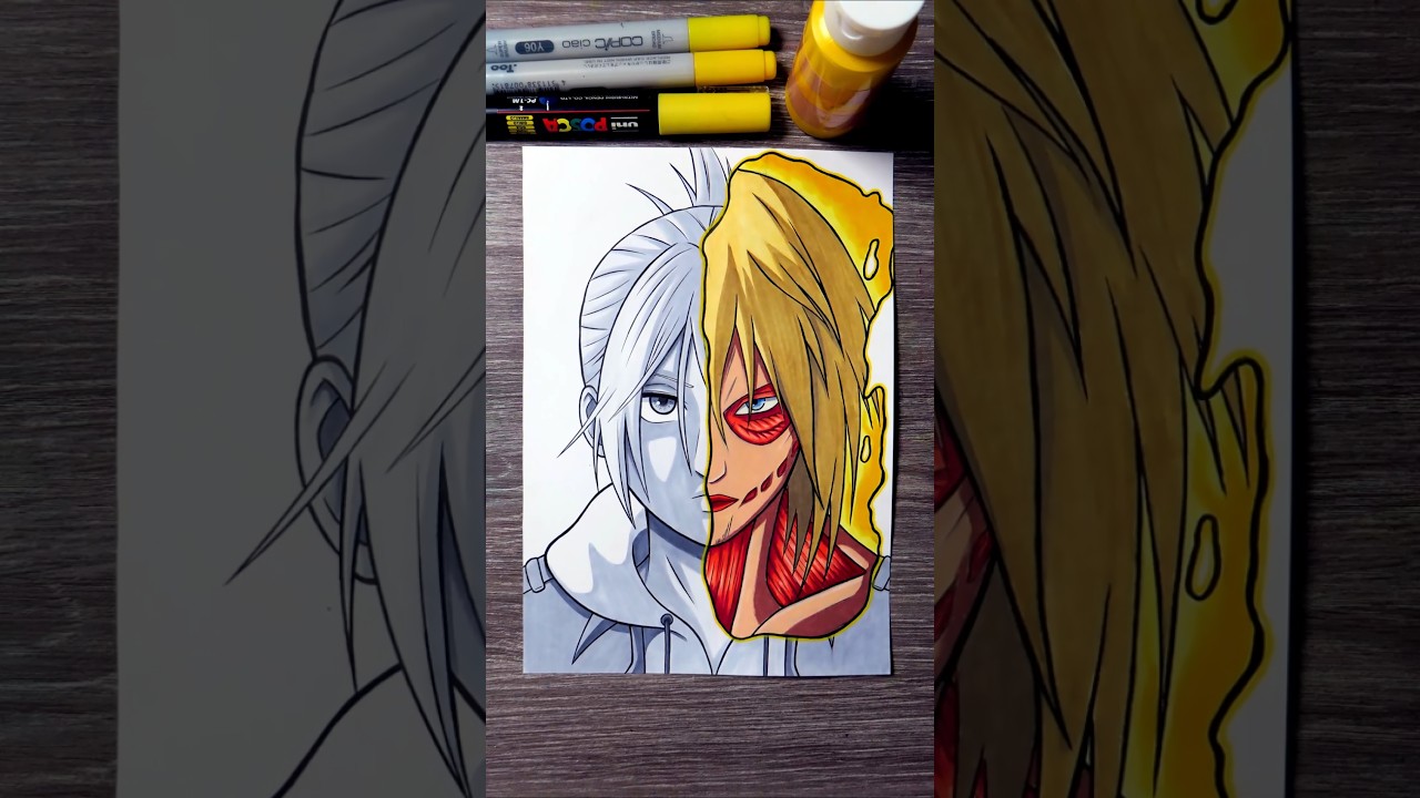 Drawing Annie Female Titan ⚔️ Attack on Titan | Spill Art #annie #femaletitan #aot #shorts