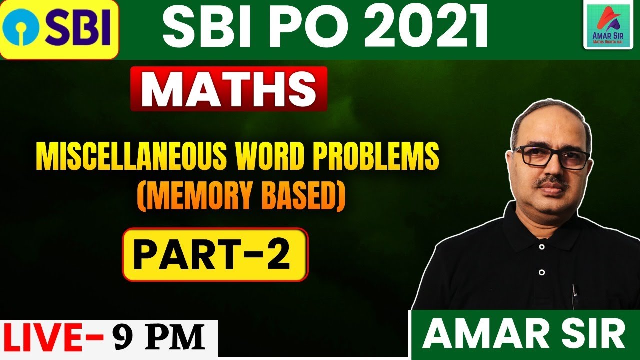 SBI PO 2021 Preparation | Memory Based Miscellaneous Word Problems 2 | By Amar Sir