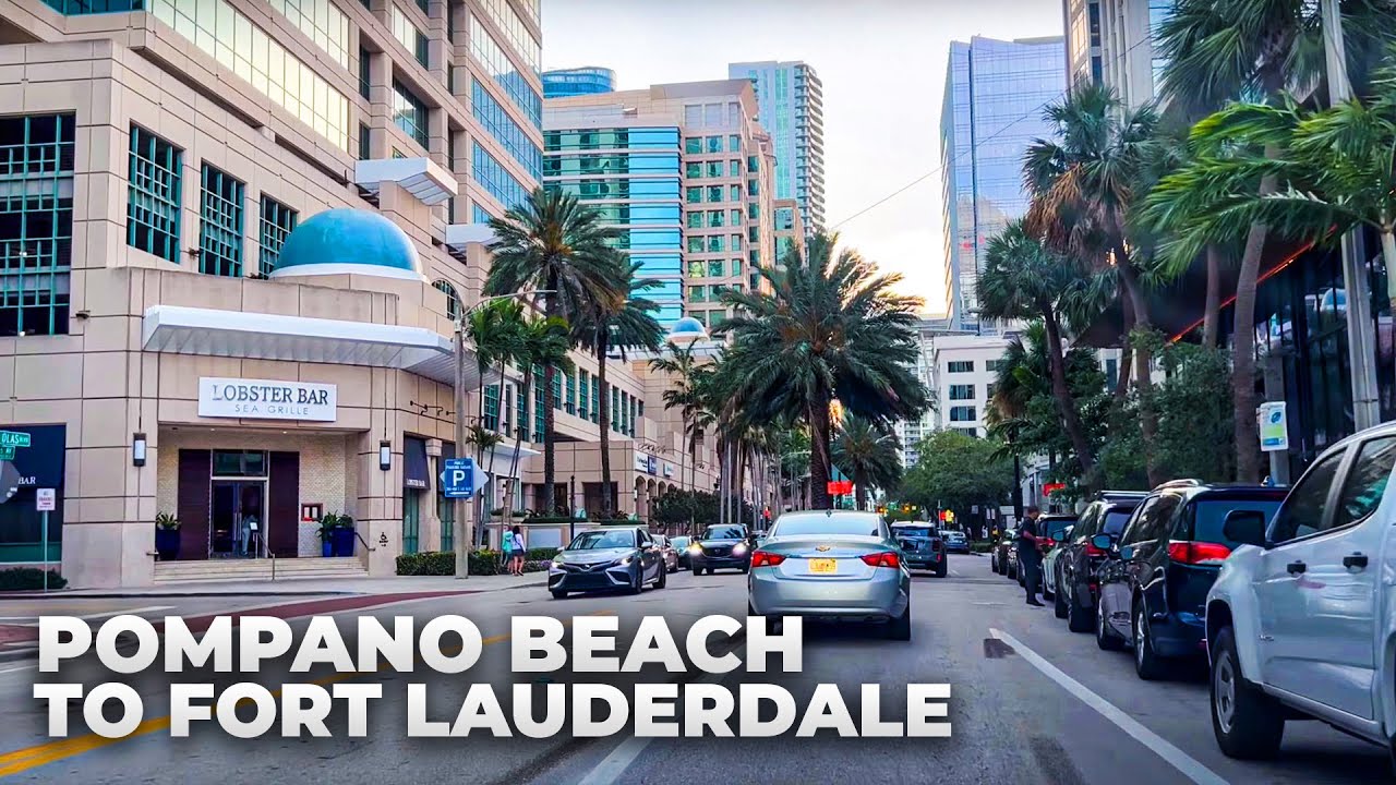 Driving to Fort Lauderdale from Pompano Beach via A1A Intracoastal & Las Olas Blvd (April 2022)