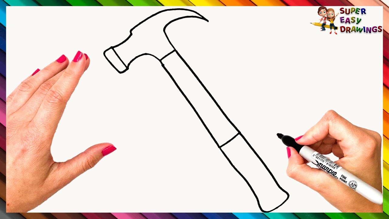 How To Draw A Hammer Step By Step 🔨 Hammer Drawing Easy