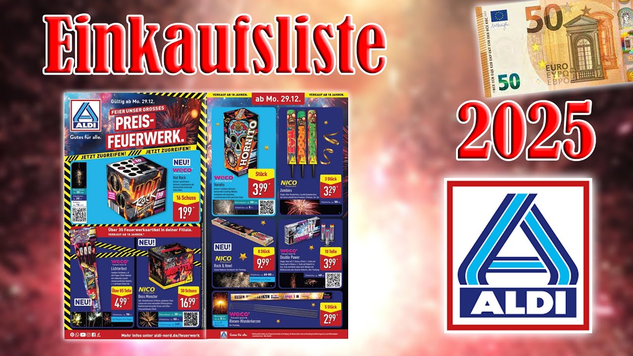 Aldi Nord Feuerwerk Einkaufsliste/Kaufberatung 2025 | 50 Euro [FULL HD]