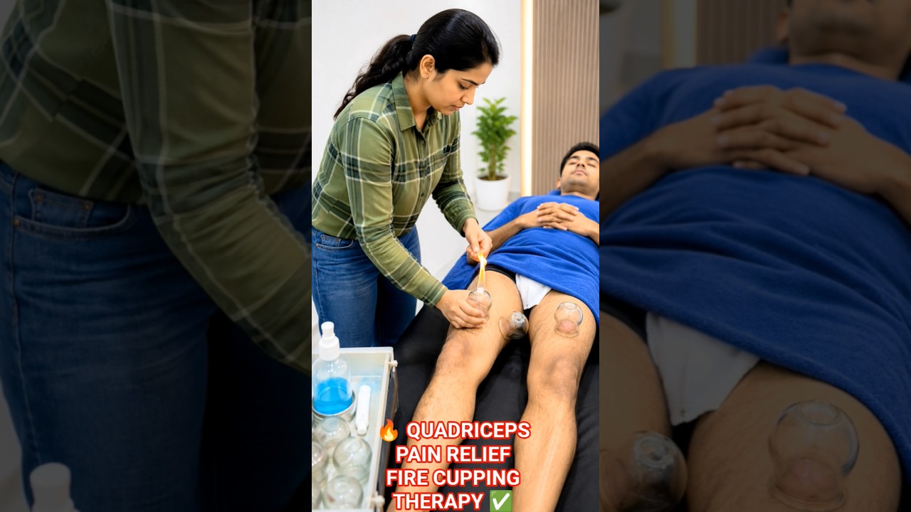Quadriceps Pain Relief with Fire Cupping Therapy | Thigh Muscle Pain Treatment #painrelief