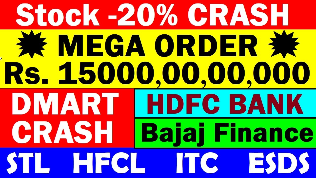STOCK -20% CRASH📉🟠 ITC🟠 DMART CRASH📉🟠 ESDS🟠 HFCL🟠 STL🟠 HDFC Bank🟠 Bajaj Finance🟠 Larsen Toubro Order