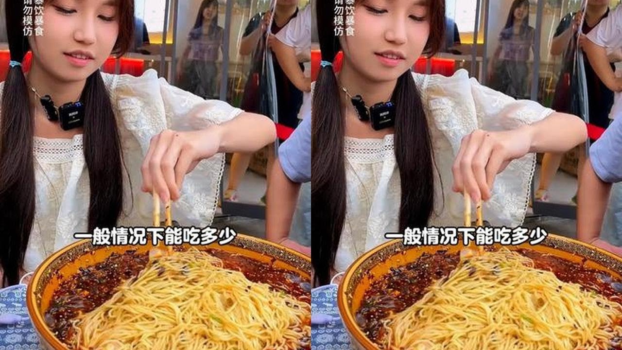 人不可貌相，这么乖的妹妹说自己比知名博主都能吃 #小面调料   #一个吃货的快乐很简单干饭人