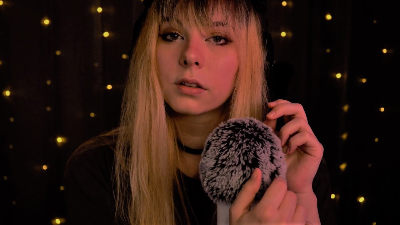 ASMR | close up whispering, fluffy mic & rain sounds - blue yeti