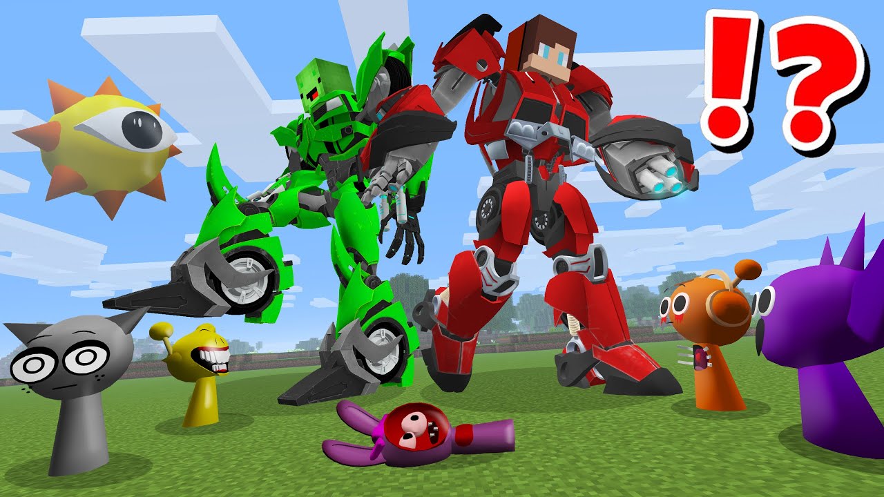 JJ and Mikey TRANSFORMERS vs SCARY SPRUNKI Army CHALLENGE in Minecraft - Maizen