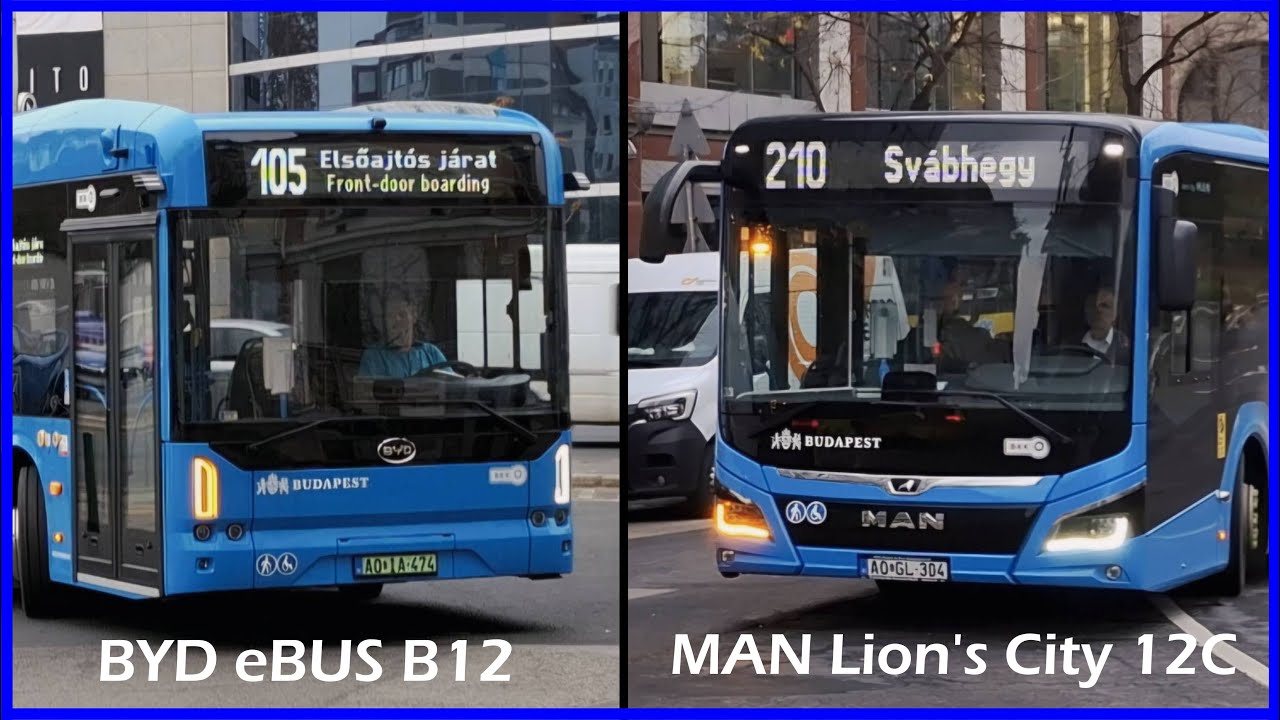 BYD és MAN buszok az Arrivás 105-210 vonalakon