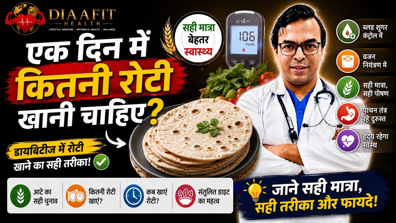एक दिन में कितनी रोटी खानी चाहिए? | KYA SUGAR MEIN DAL ROTI KHANA CHAIYE | DIAAFIT
