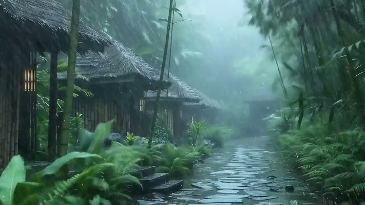 Heavy Rain on Wooden Roof 🌧️ Deep Thunder in Misty Forest for Fast Sleep & Emotional Relaxation