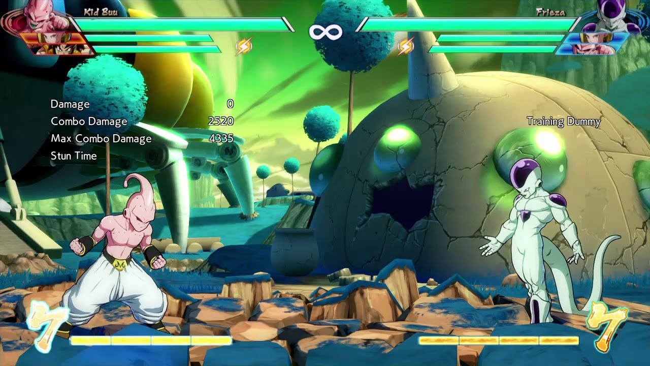 DBFZ Kid Buu No assist Midscreen combos