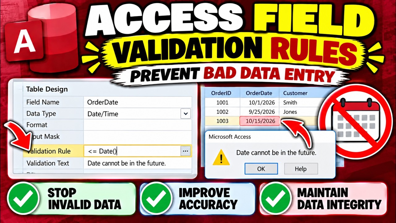 Ensure Data Accuracy in Microsoft Access with Field Validation | Access Database Tips