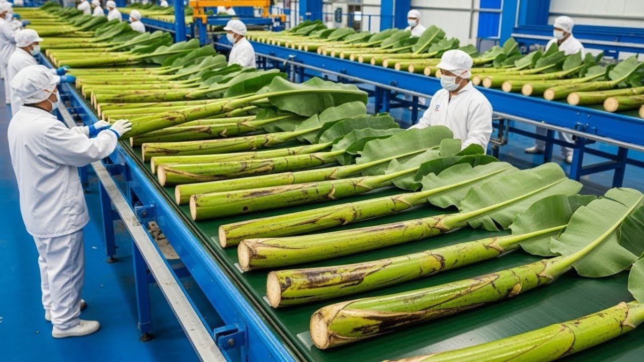 🍌🏭 You’ve Never Seen Banana Stems Processed Like This — Inside a High-Tech Factory