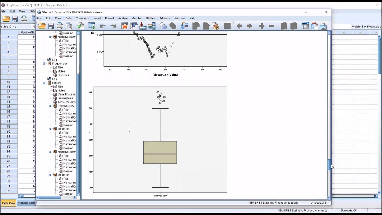 Log Transformation (Log10) using SPSS with Conversion Back to Orignal Units