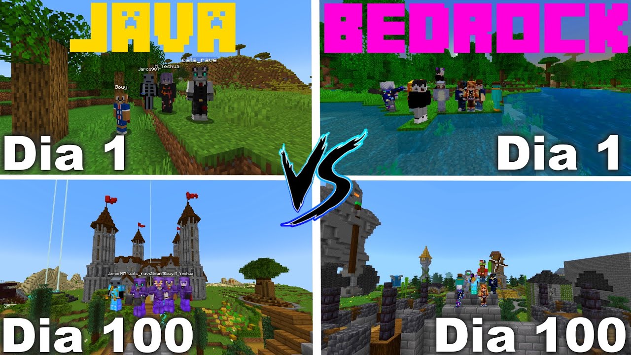 2 Equipos Compiten por el Mejor Survival en 100 días - JAVA VS BEDROCK