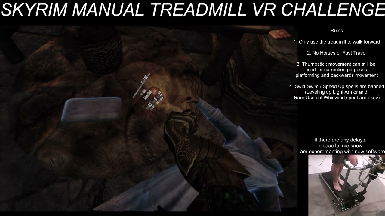 Skyrim VR MANUAL TREADMILL CHALLENGE (NO FAST TRAVEL) PT 14 - MACE OF THE DAEDRA / SIDE QUESTS