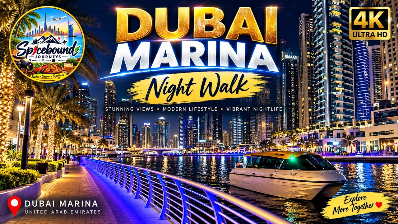 Dubai Marina Walk Vibes 🌃| Stunning Night Views & Waterfront | Dubai 4K