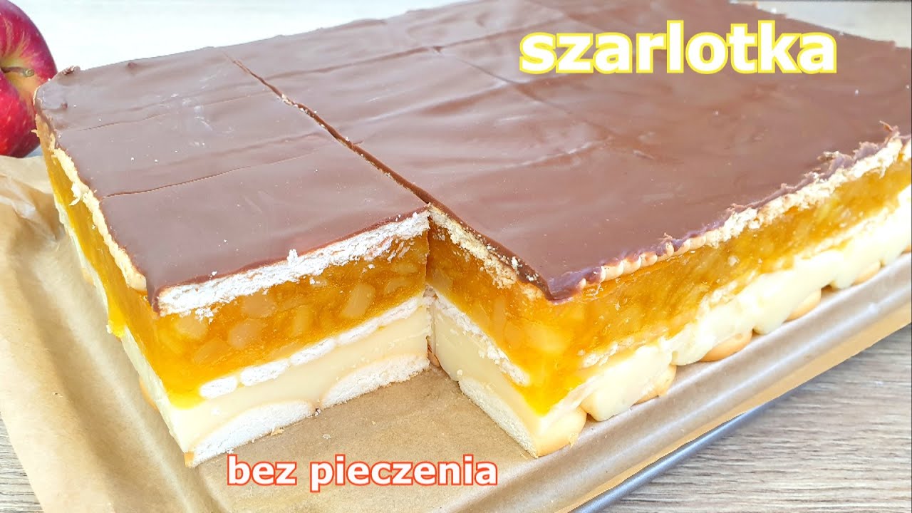 Delicja jabłkowa z budyniem 🍎 jabłecznik / szarlotka 🍏 szybkie ciasto z jabłkami bez pieczenia 🍰