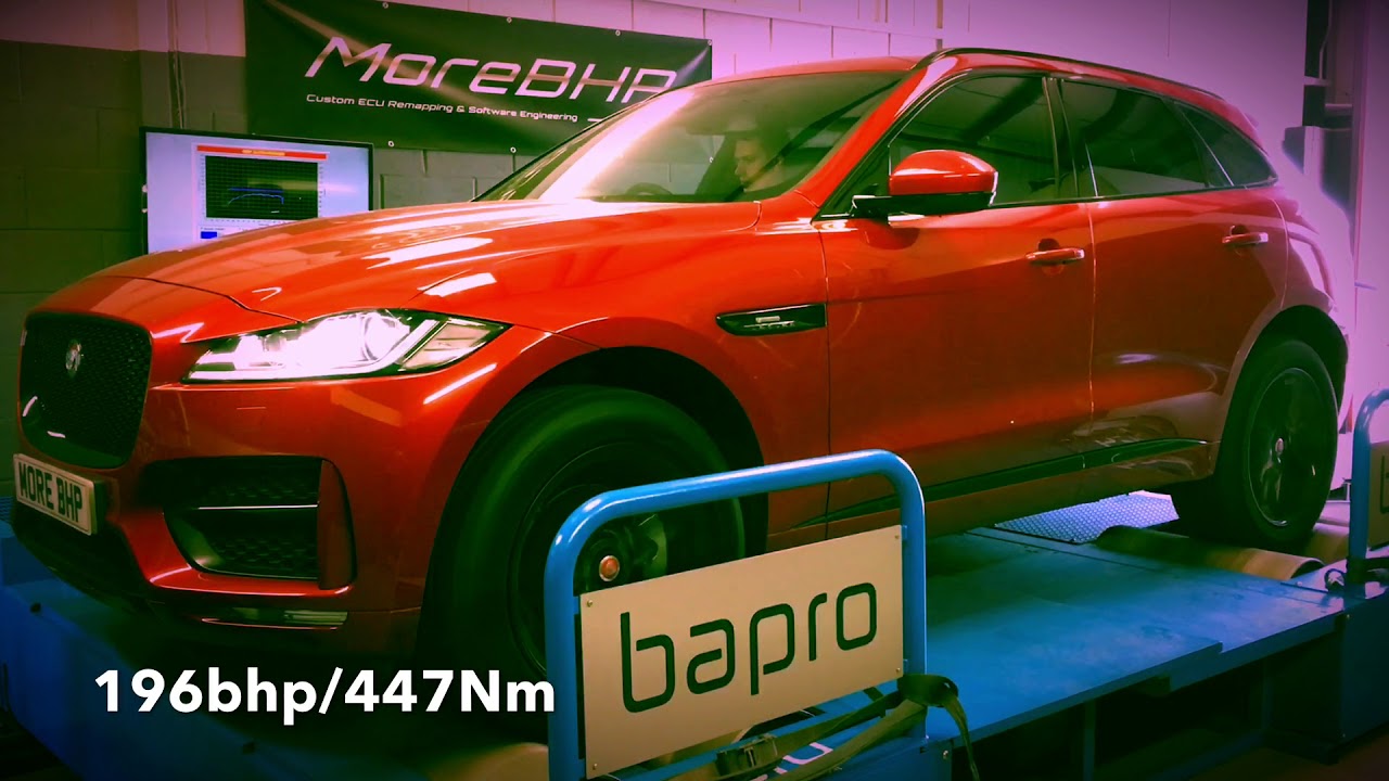 Jaguar F-Pace 2.0d AWD Auto custom remap at MoreBHP Headquarters in Crewe