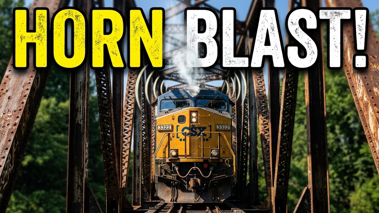 CSX blasts it's horns crossing the bridge
