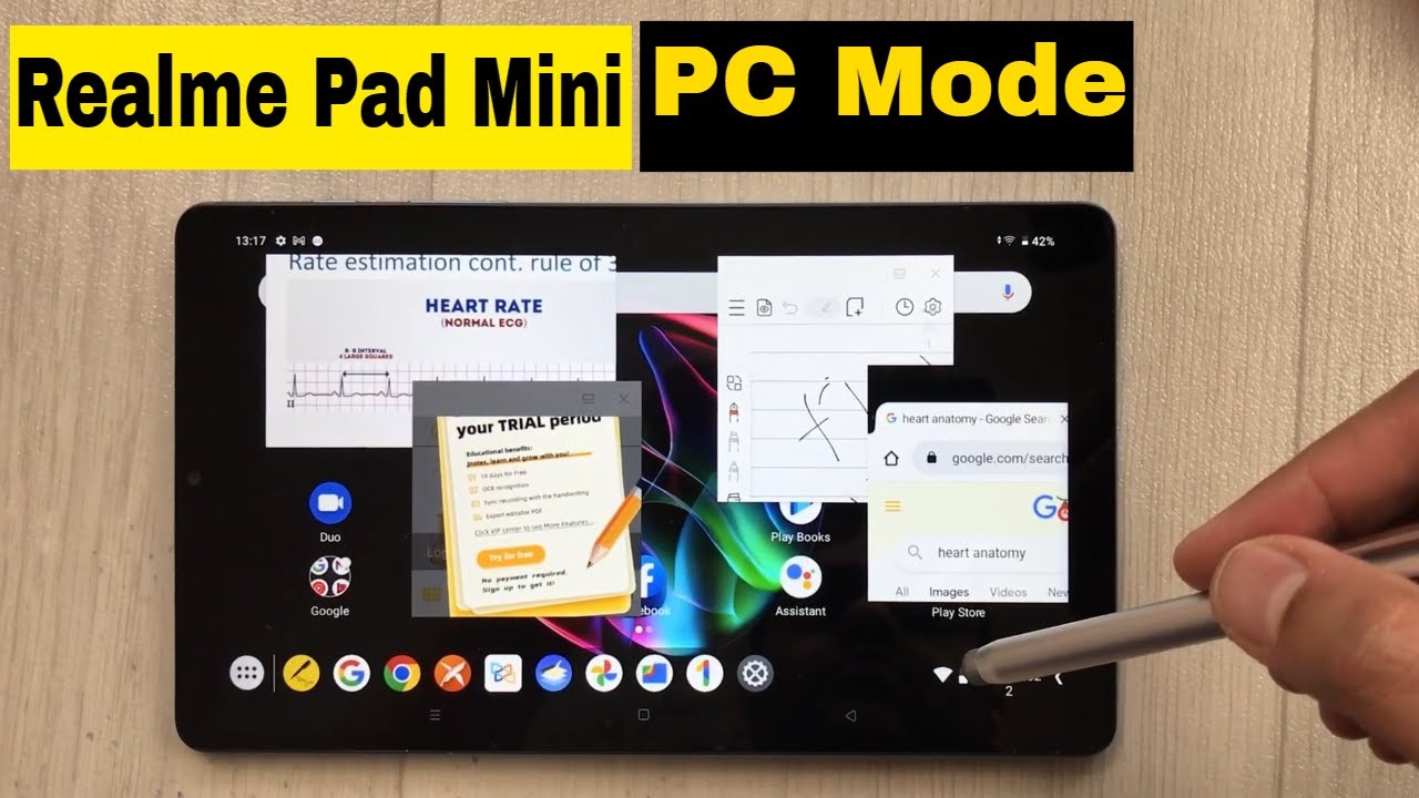 Как включить режим ПК с панелью задач на Realme Pad Mini