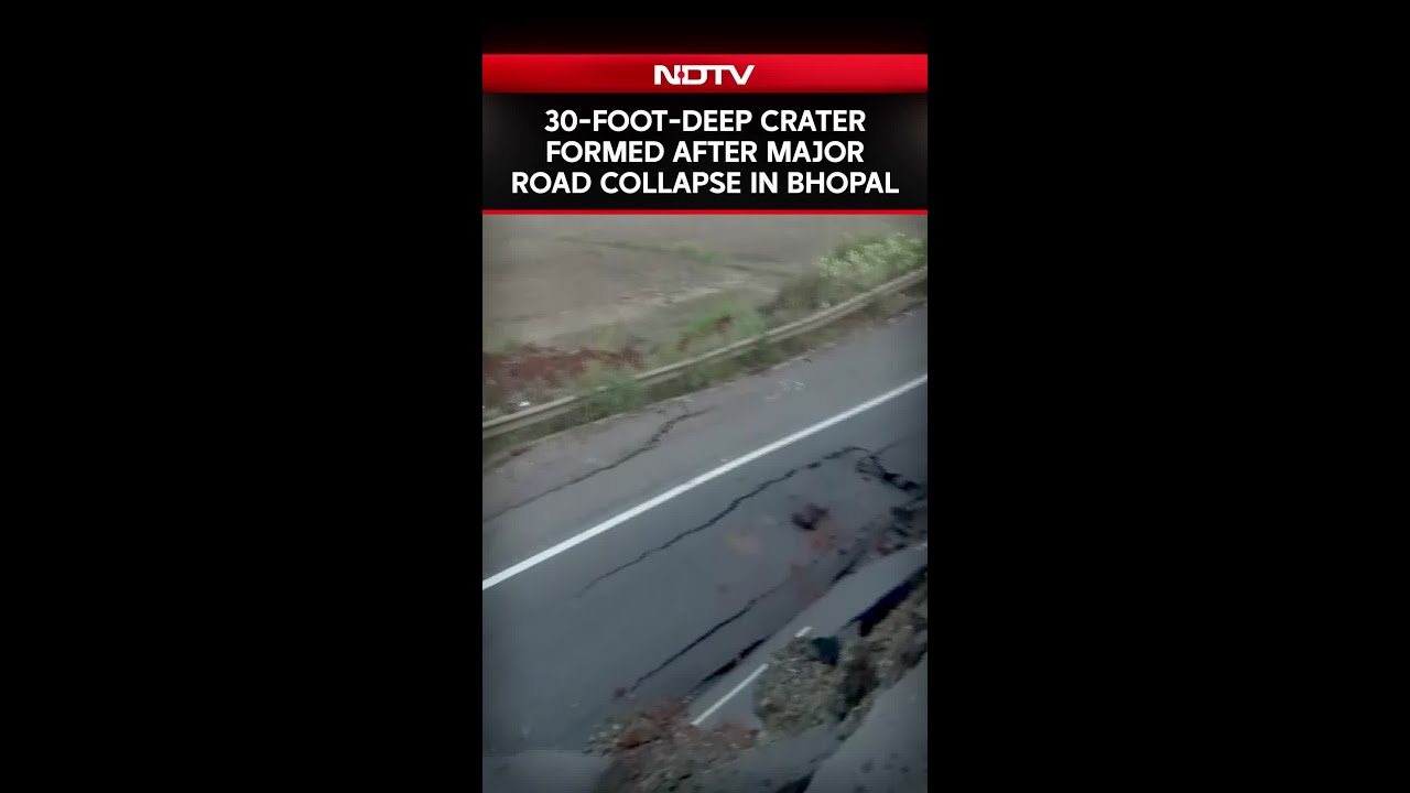 Madhya Pradesh: Major Road Collapse In Bhopal Leaves 30-Foot-Deep Crater