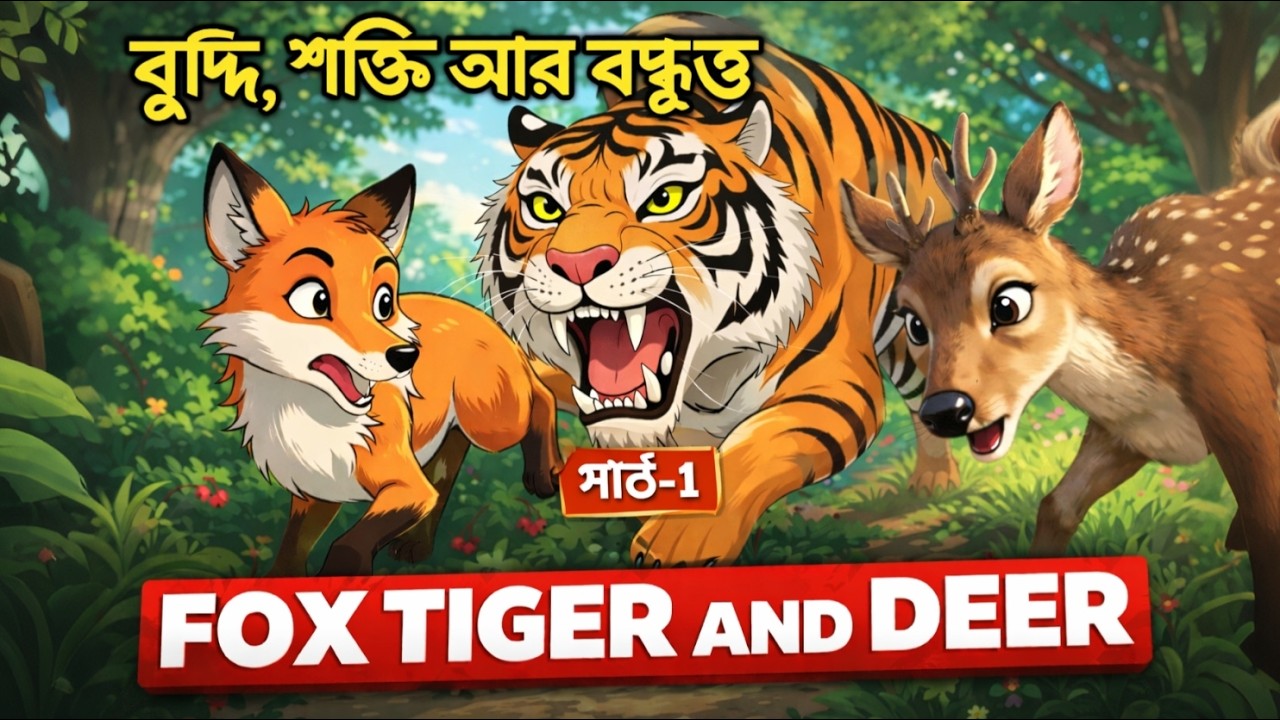 শিয়াল, বাঘ ও হরিণের গল্প |পাট-১🦊🐯🦌Ai Nexus Junior | Bangla Moral Story | Cartoon |Animation.