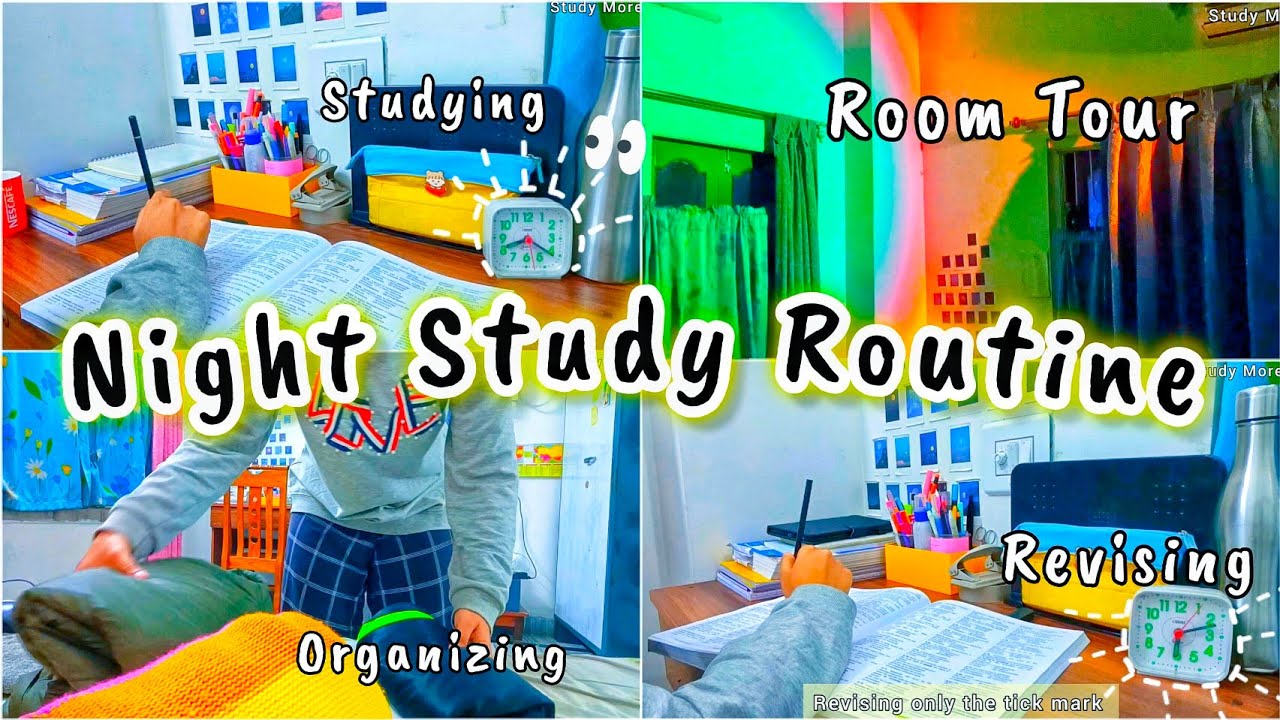 Night Study Routine🌜| A Day In My Life📚| Aesthetic Room Tour + Skincare 🌷