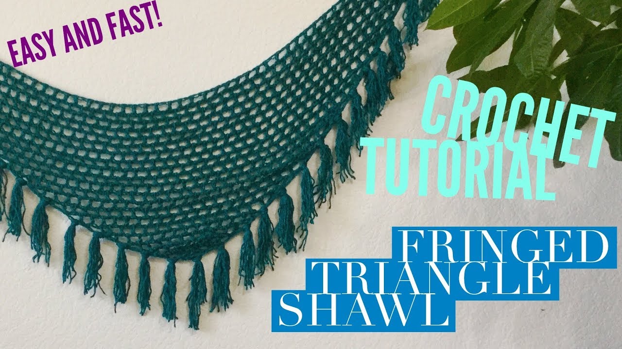Fringed Triangle Shawl - Easy Free Crochet Pattern Tutorial