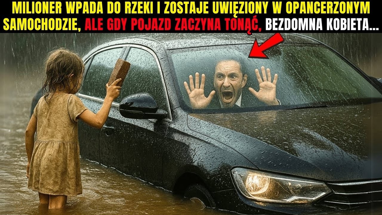 Milioner wpada do rzeki i zostaje uwięziony w opancerzonym samochodzie, ale gdy pojazd zaczyna tonąć