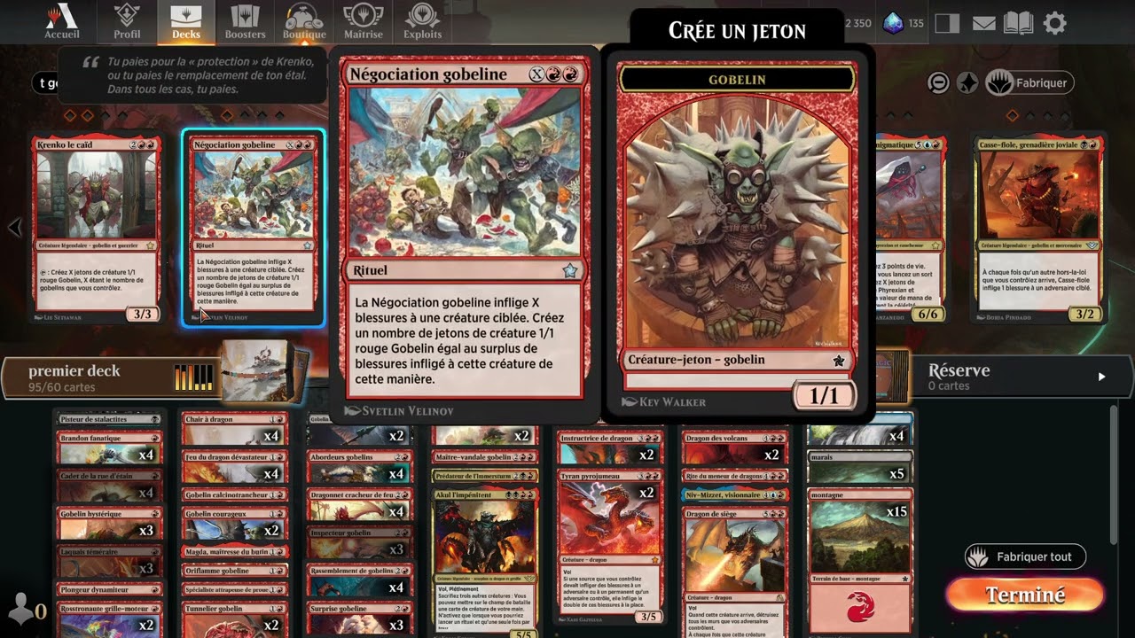 MTG Arena construction d'un premier deck