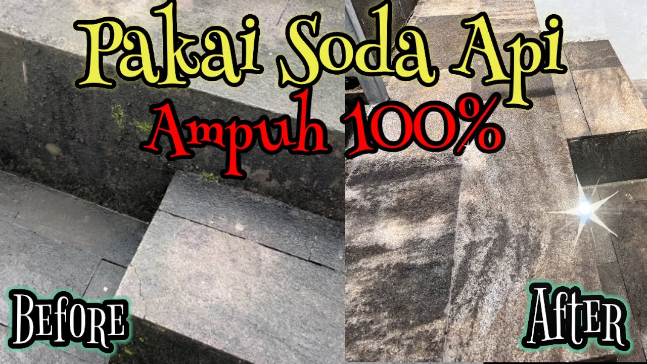 CARA AMPUH MEMBERSIHKAN LUMUT DI TERAS RUMAH MENGGUNAKAN SODA API!!