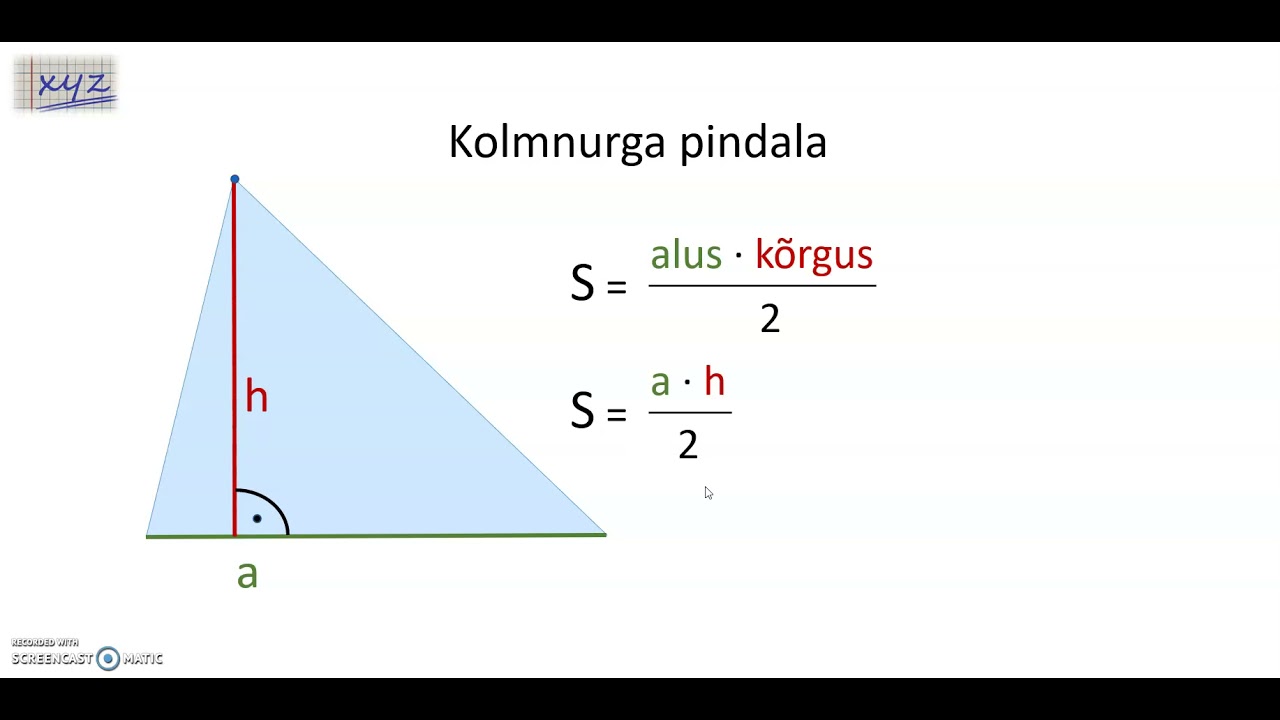 Kolmnurga pindala. Põhitõed