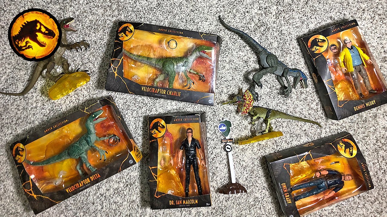 8 JURASSIC WORLD AMBER COLLECTION DINOSAURS Toys UNBOXING!