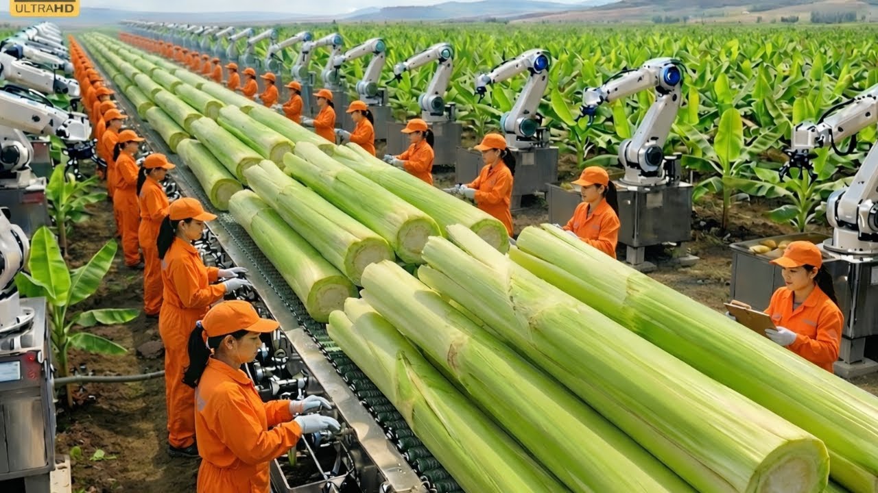 Inside the Largest U.S. Banana Stem Processing Factory | High-Tech Full Process