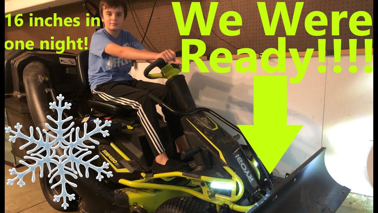 Brinley-Hardy Snow Plow/Ryobi Electric Riding Mower Tested On Biggest Snow Storm We've Had In Years!