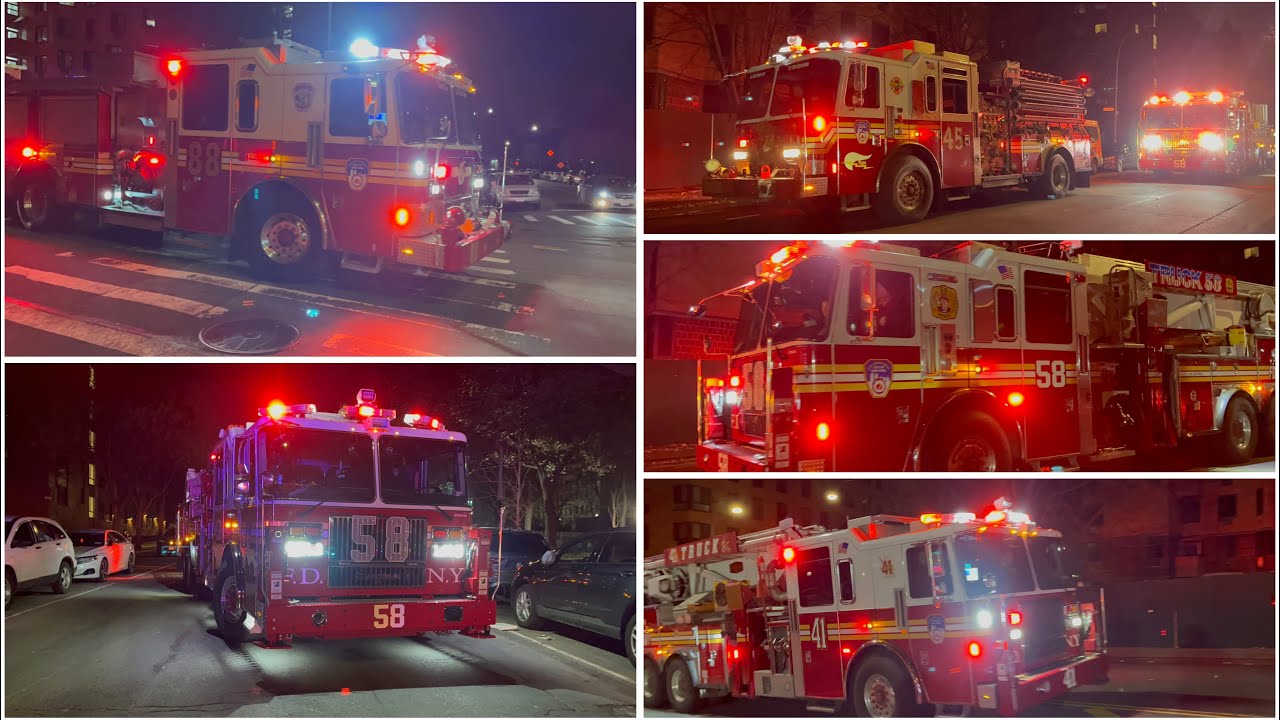 **FIRST VIDEO** Companies operating and taking at FDNY Box 3134. Plus Tower ladder 41 responding 