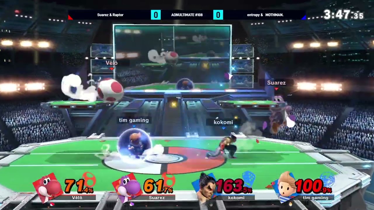 Suarez and Raptor (Yoshi) vs entropy and MOTHMAN. (Kazuya and Lucas) | AONUltimate#108 Losers Finals