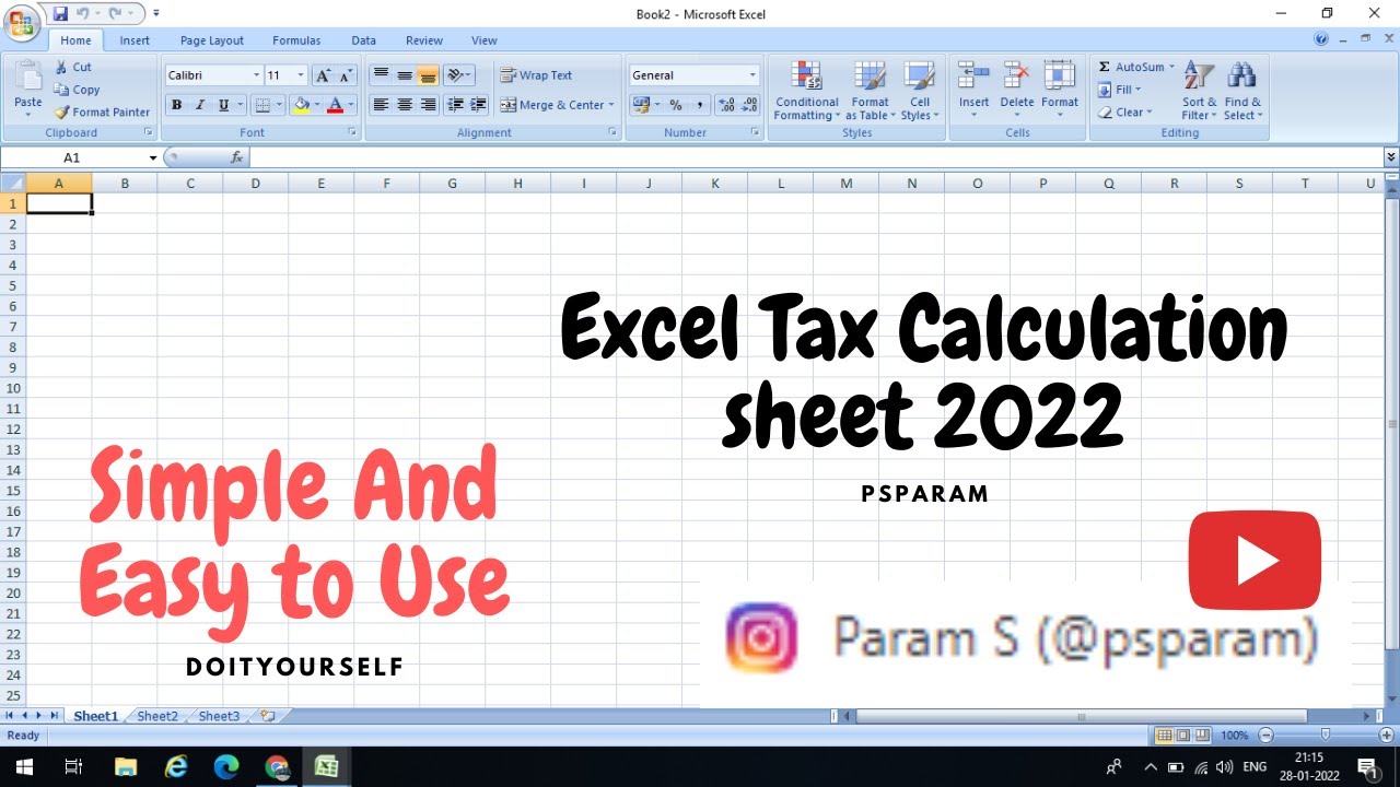 Tax Calculation Sheet for the year 2021-22 | Simple Calculator for calculating the Tax 2022 J&K